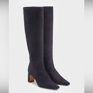 NWT! Deep Discount!! Lafayette 148 NY Sz 40/10 Med Dark Blue Italian Suede A B…